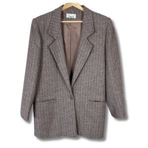 Givenchy Blazer Jacket Single Breasted Longline Wool Silk Tan Brown Women's 8